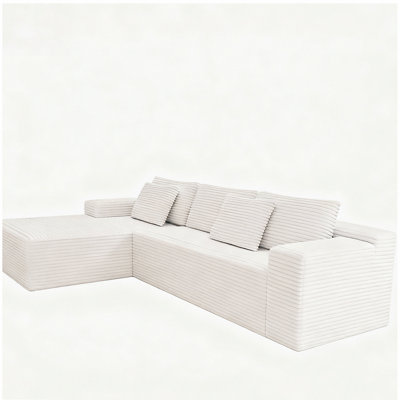Siège de canapé modulaire 104,3 x 68,9 po, canapé compressé rembourré pour salon, chambre à coucher, appartement, aucun assemblage requis, combinaison gratuite de 2 pièces, tissu en velours côtelé moelleux, blanc