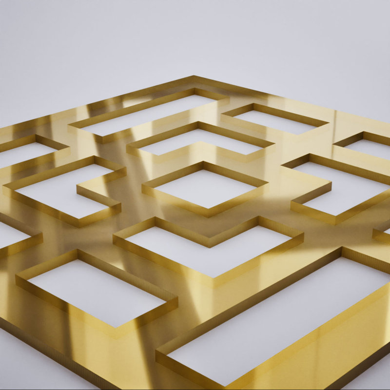 Monessen Decorative Fretwork Acrylic Wall Panels, Extra Small, 7 3/8"W x 7 3/8"H x 1/8"T, Gold Mirror, Gold