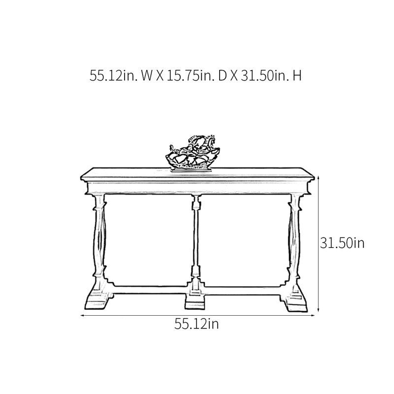 Console Retro Classical, H 31,5 po x l 55,12 po x P 15,75 po, Noir