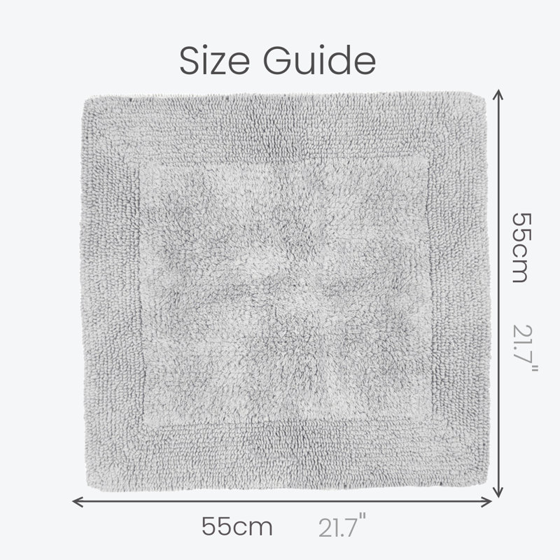 Nagelly Reversible Square Bath Mat, Dove Grey