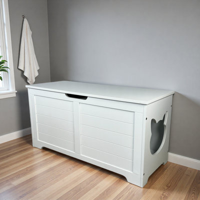 39.4" Top Open Cat Litter Box Enclosure Furniture, Cat Washroom