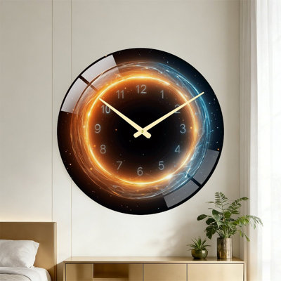 Horloge murale lumineuse artistique - Horloge murale moderne en verre de 61 cm (24 po)
