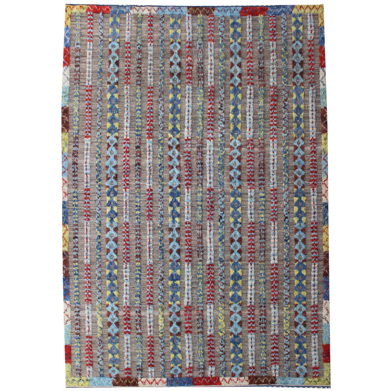 Rectangle 219 cm x 309 cm Geometric Hand Knotted Area Rug