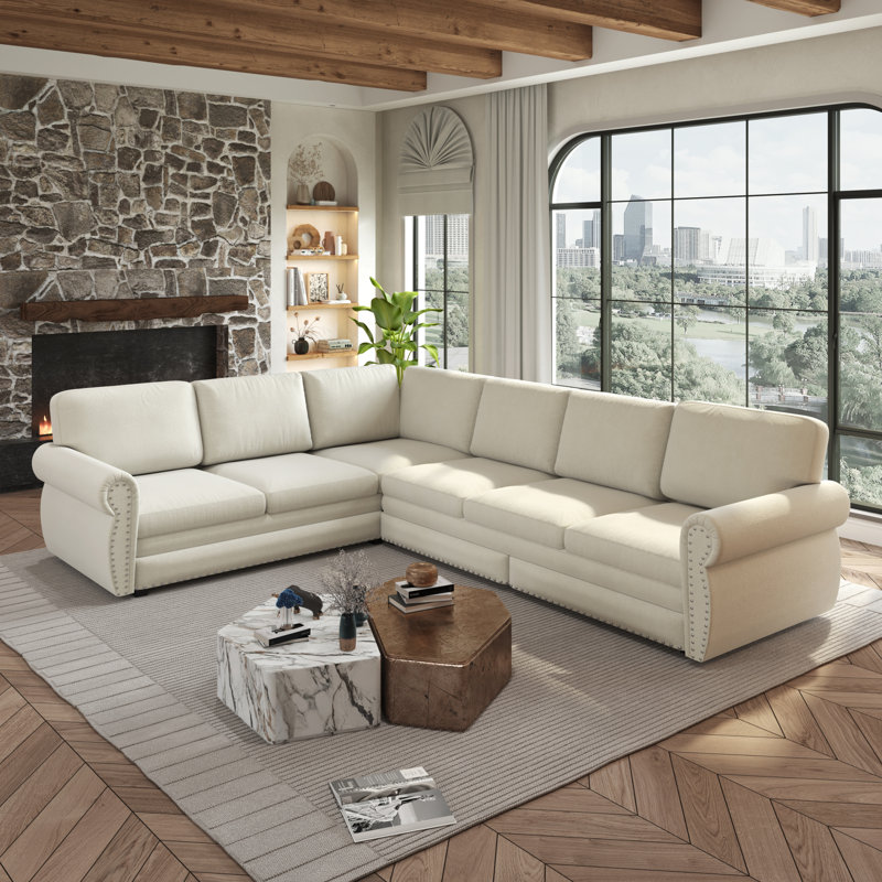Canapé-lit modulaire en chenille Compression, Beige