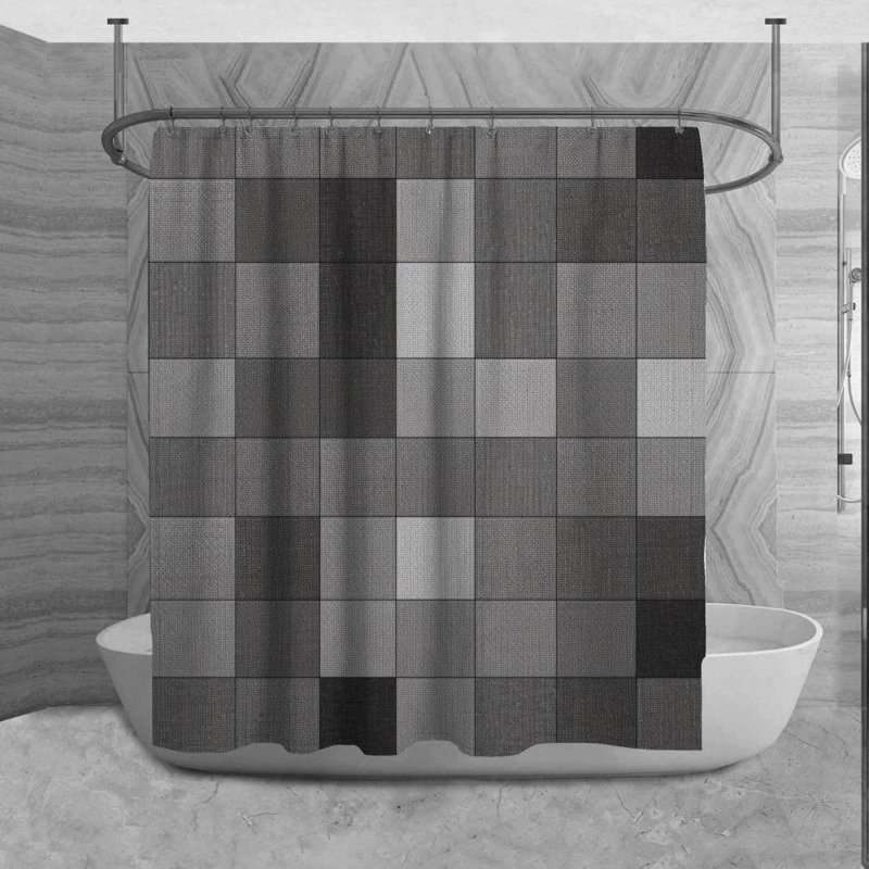 Rideau de douche à carreaux Muyi, H 84 po x l 70 po