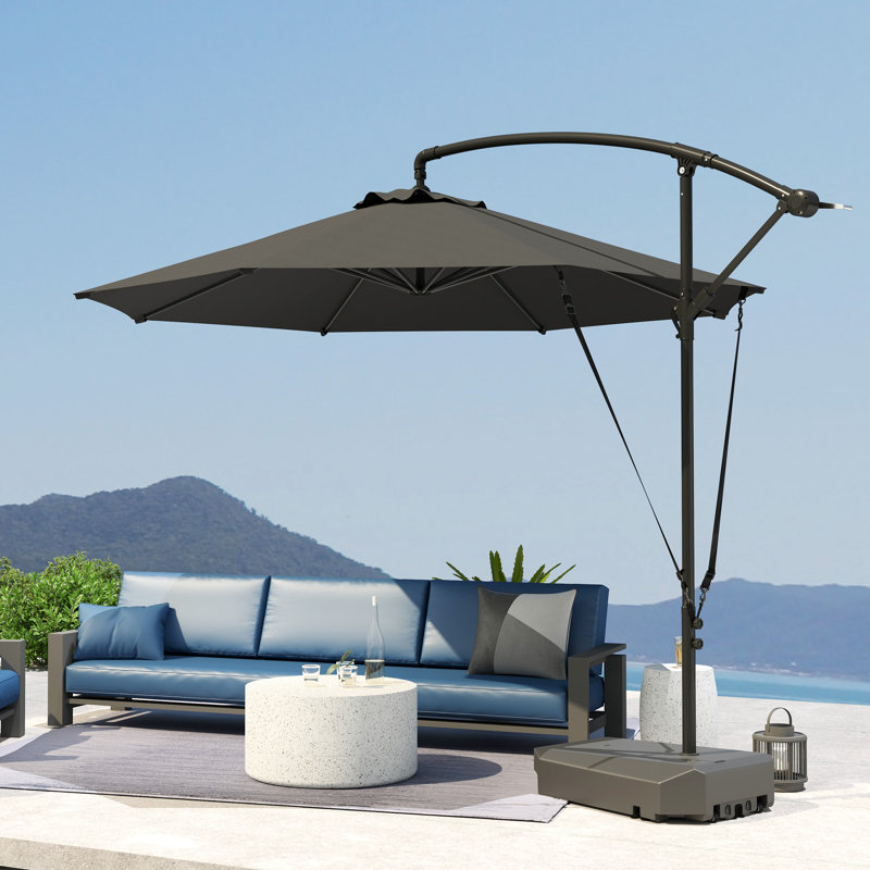 Parasol de patio 10 pi avec housse de sangle de base remplissable UPF50 + gris