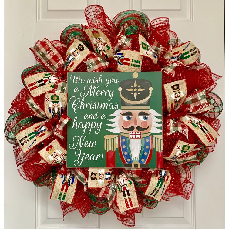 Pink and Green Nutcracker Wreath Sash