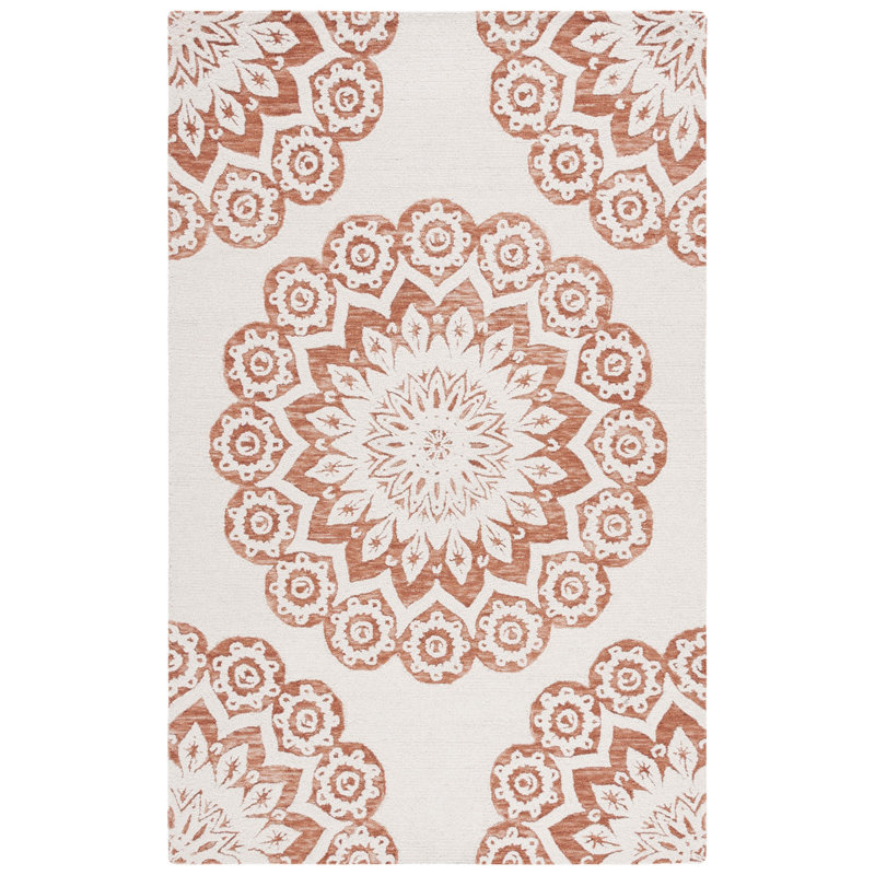 Blossom Hand Tufted Wool And Cotton With Latex Floral Rug, Rectangle 8' x 10'