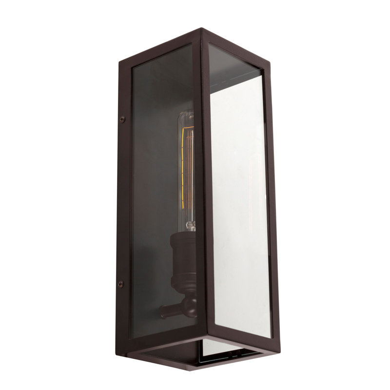 Lanterne murale d'extérieur 1 lumière H 14 po, Brun