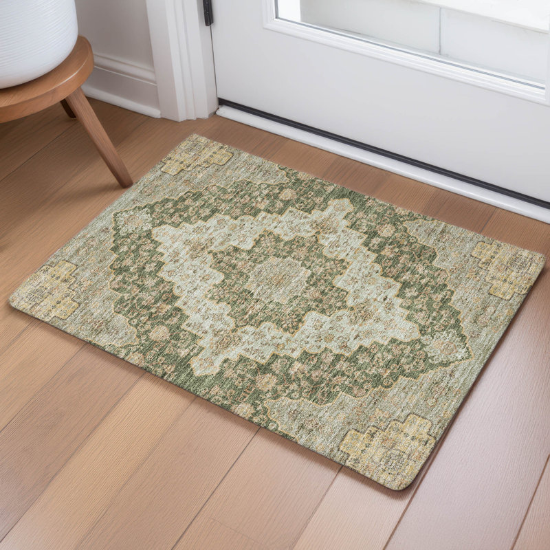 Tapis lavable à la machine intérieur / extérieur ACN2486, Basilic, 1 pi 8 po x 2 pi 6 po