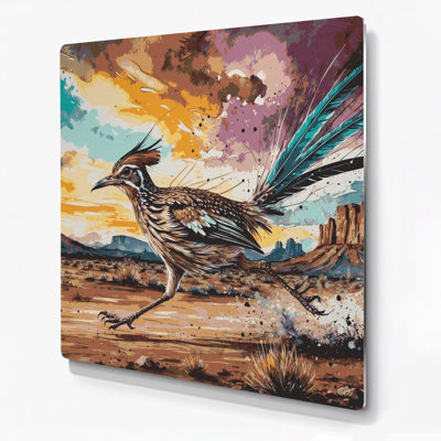 «Southwestern Animals» Roadrunner 47, art mural en métal brun