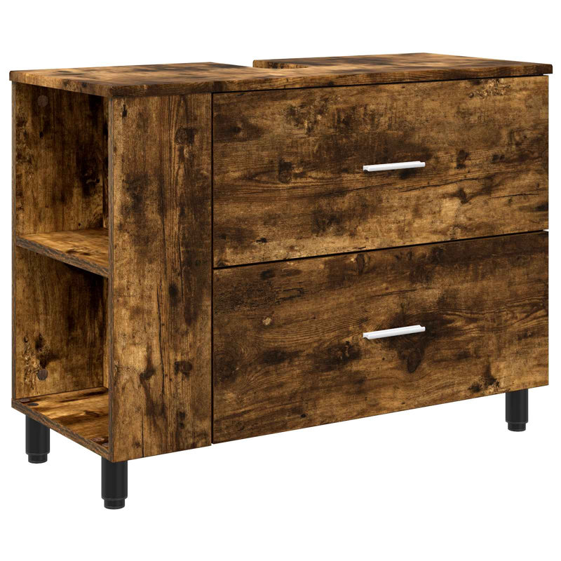 80cm Bathroom Vanity Base Only, Smoked Oak