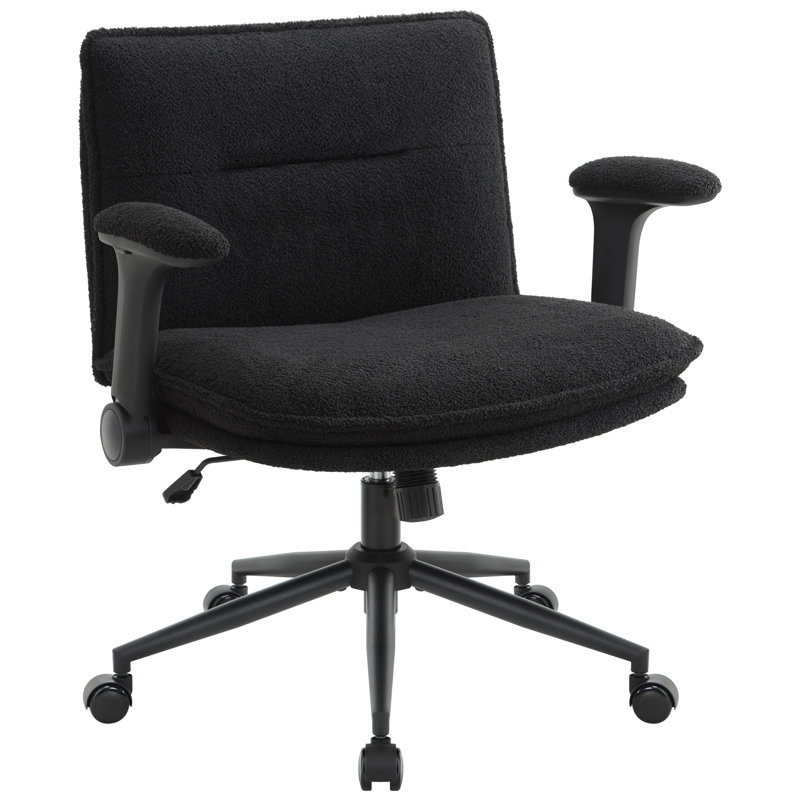 17 Stories Black Cross Legged Office Chair With Wheels And Flip