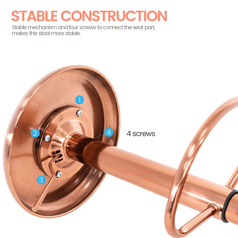 Tabouret de bar pivotant à hauteur réglable Juddson, 2, Rose