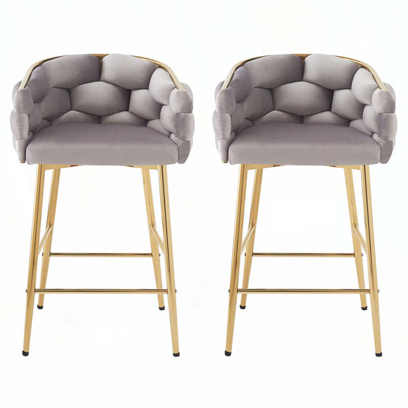 Tabouret de bar 28 po avec structure en fer, Gris