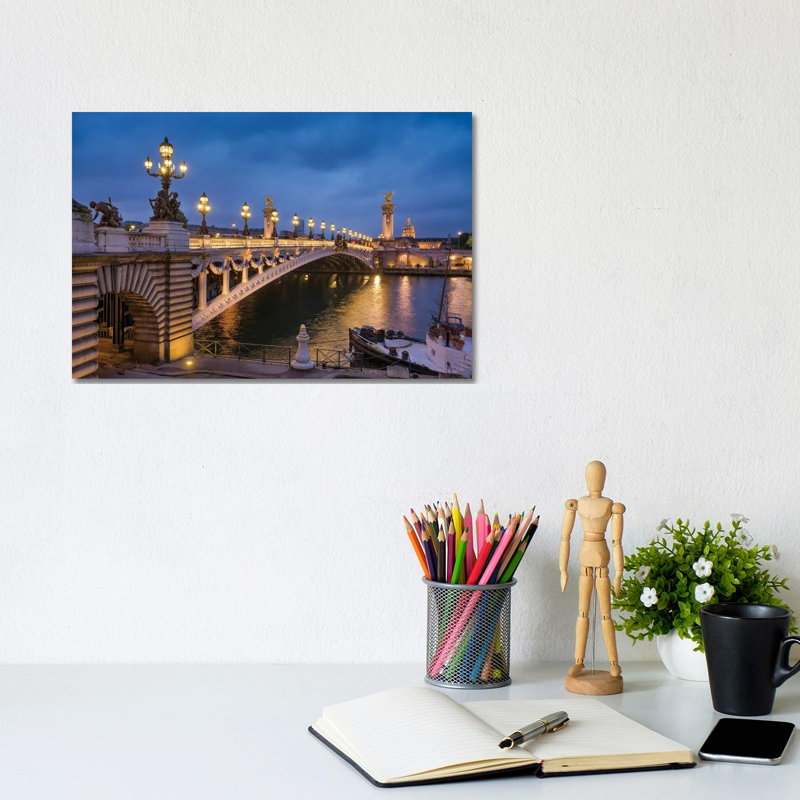 Pont Alexandre III at Night, Paris, France 1 Piece Wrapped Canvas Wall Art, 20.32 cm H x 30.48 cm W