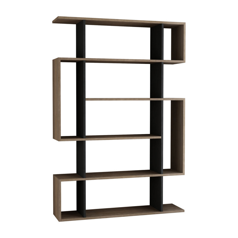 Bibliothèque moderne en chêne de Sonoma et anthracite, 43,3 x 63,4 x 10,0 pouces | 100% panneau de particules enduit de mélamine, épaisseur: 0,7 pouce | Nombreuses tablettes, fixation murale, capacité de 55 lb par tablette | Design élégant pour la maison ou le bureau