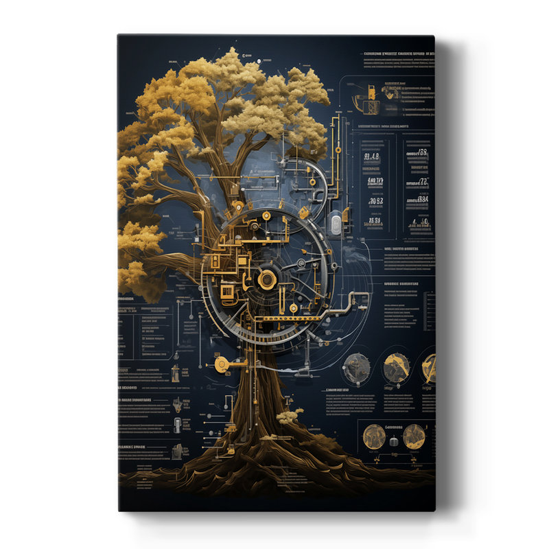 BLUEPRINT - Toile tendue avec châssis - Prêt à accrocher, H 12 po x l 8 po