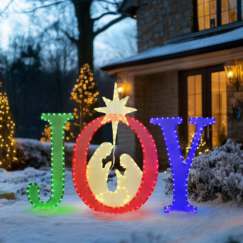 Grande crèche de Noël 49 pouces, Bleu/rouge/vert