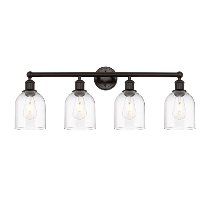 Éclairage pour salle de bain 4 lumières Bella, Bronze huilé, Transparent