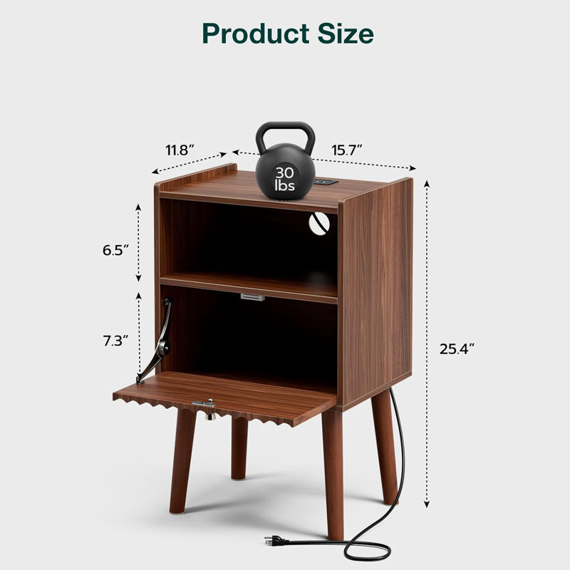 Side Table With Charging Station