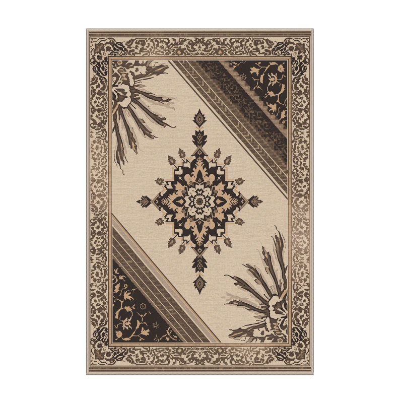 Tapis oriental moelleux moelleux en beige, 3 X 5