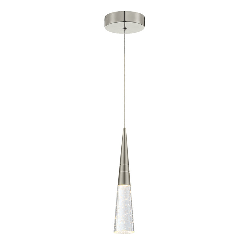 Luminaire suspendu simple à 1 lumière DEL, Nickel brossé