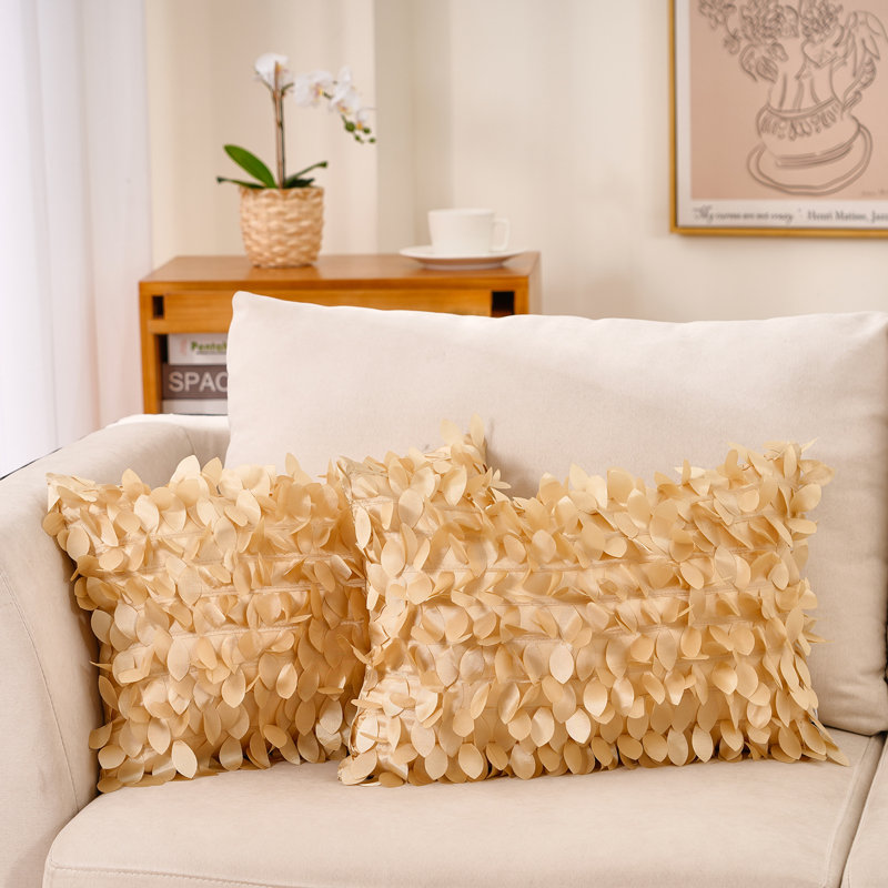 Floral Throw Pillow, Beige, Polyester/Polyfill