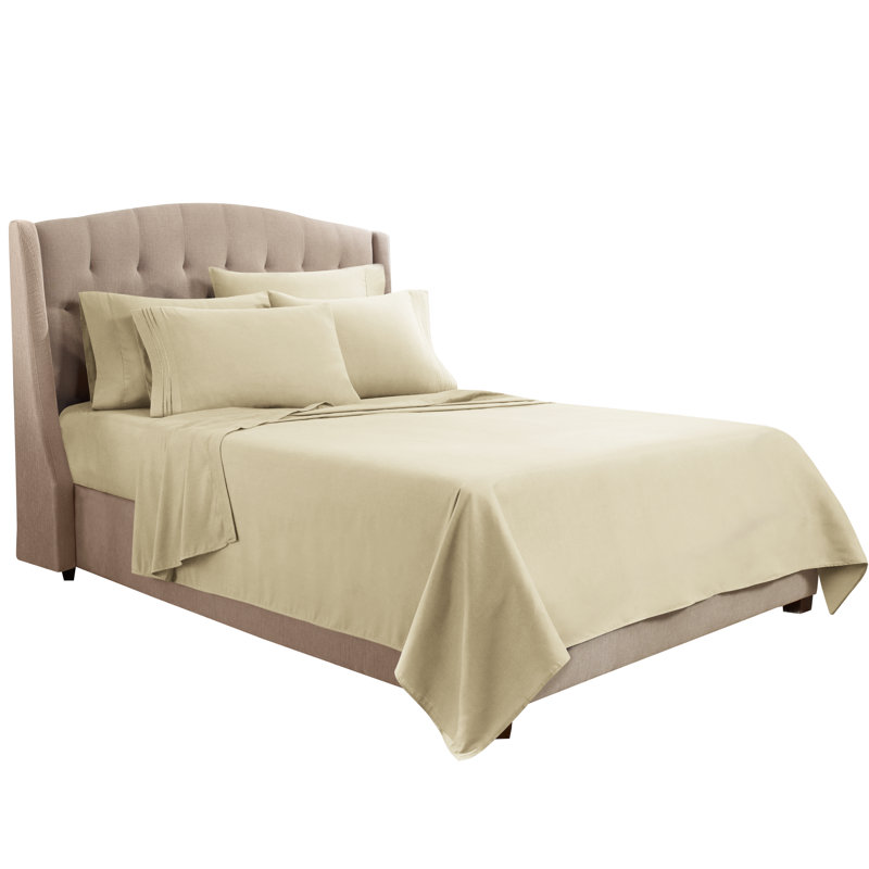 Microfiber Sheet Set, Beige, Queen Sheet Set + 1 Fitted Sheet + 4 Pillowcases