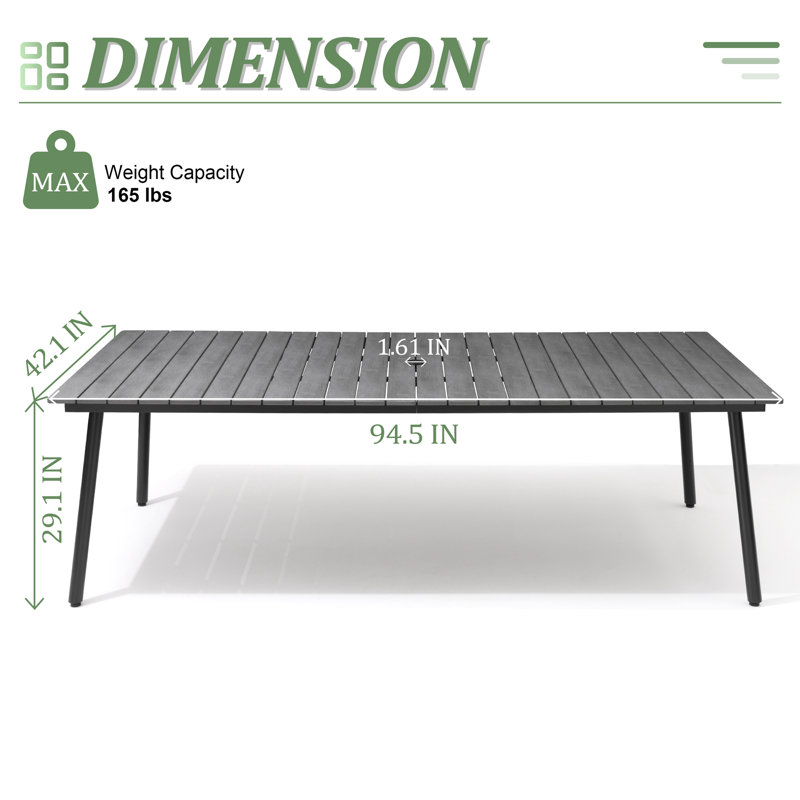 Ensemble repas extérieur pour 8 personnes avec coussins Marles (ensemble de 9), Gris