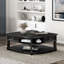 Table basse en bois gris anthracite, avec plateau relevable et tablettes de rangement supplémentaires