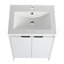 Meuble-lavabo autoportant 48 po avec lavabo en résine et 2 armoires de rangement, portes à fermeture en douceur, blanc brillant, contreplaqué (emballage KD)