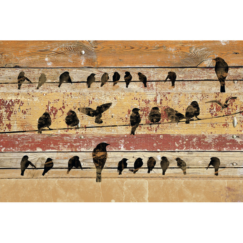 Birds On Wood V by Irena Orlov - Wrapped Canvas Print, 30cm H x 46cm W
