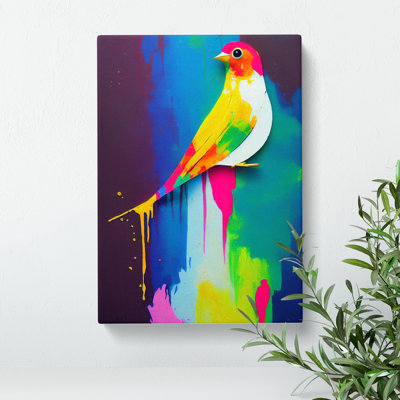 Dripping Paint Bird No.2 Abstract - Wrapped Canvas
