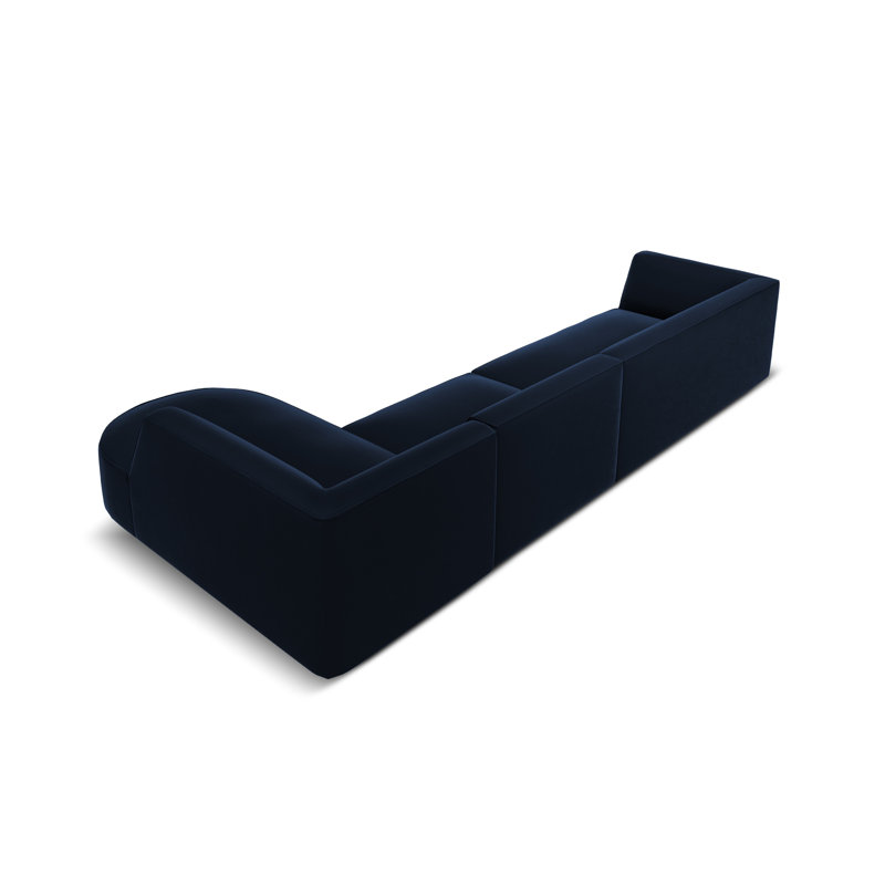 Adoraim 6 Seater Velvet Sofa & Chaise, Right Hand Facing, Royal Blue