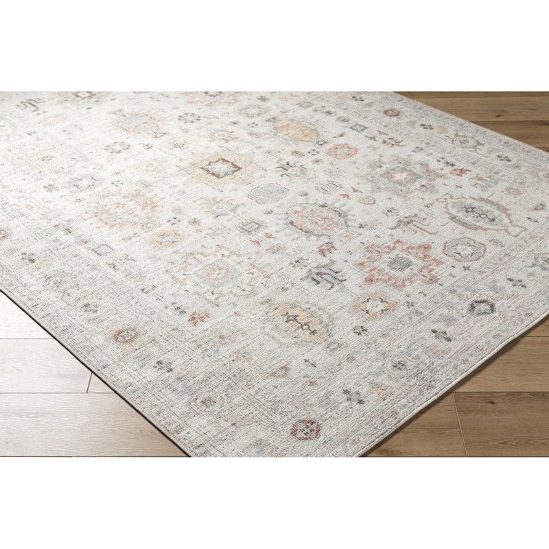 Our PNW Home x Livabliss Vintage Traditional Oriental Boho Ivory Rust Area Rug, Rectangle 9'1" x 12'
