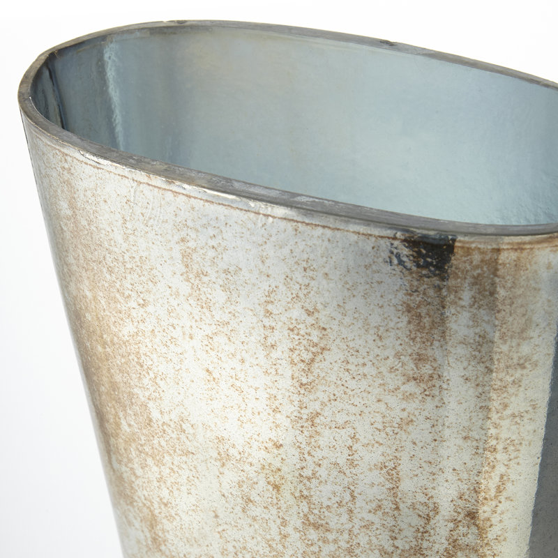 Vase de table en verre brun/gris, H 22 po x l 10 po x P 4,75 po