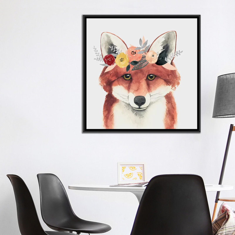 « fleur couronne forester iv », impression sur toile, H 18 po x l 18 po x P 1,5 po, Toile avec cadre noir, Pas de tapis