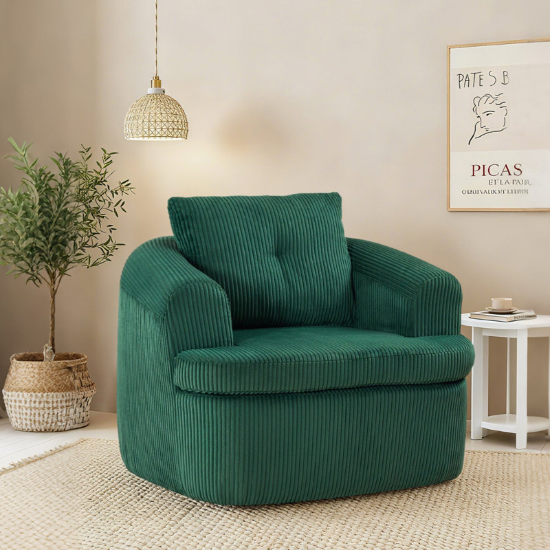 Fauteuil d'appoint pivotant en chenille Cloud-Inspired, Vert