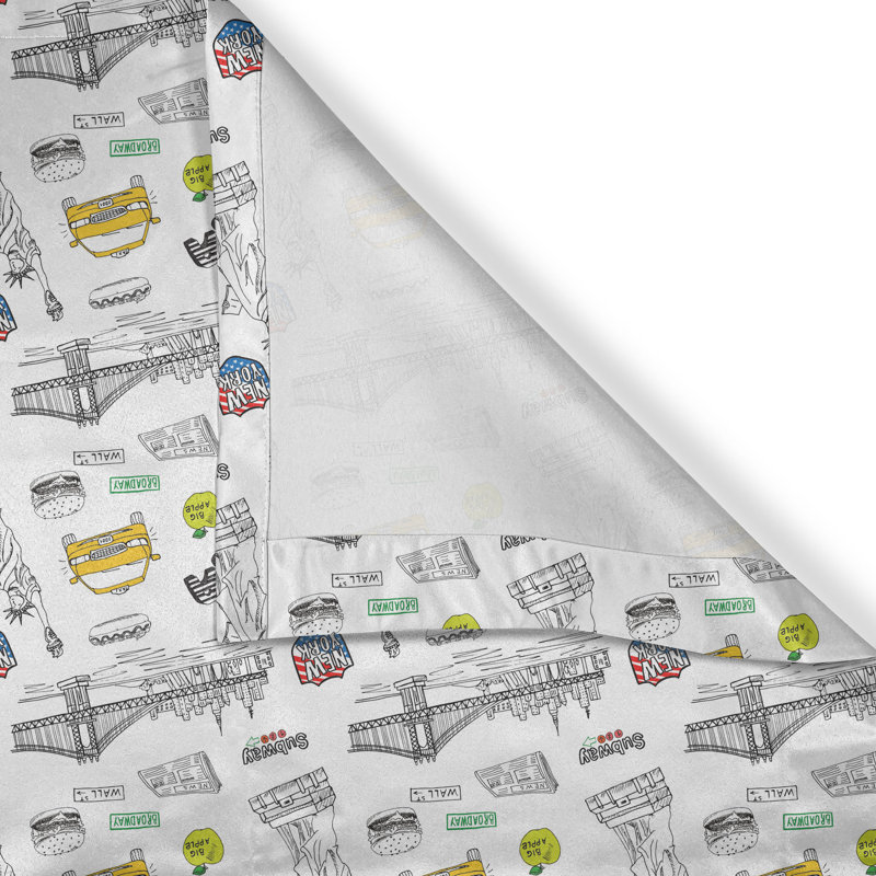 Rideaux décoratifs pour fenêtre à 2 panneaux East Urban Home Usa, 50 po, jaune, gris, blanc, L 50 po x L 108 po