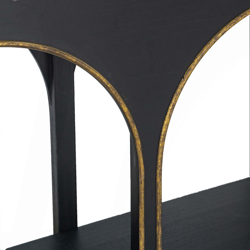 Console 47,2 x 15,7 x 31,9 po en bois noir avec accents dorés