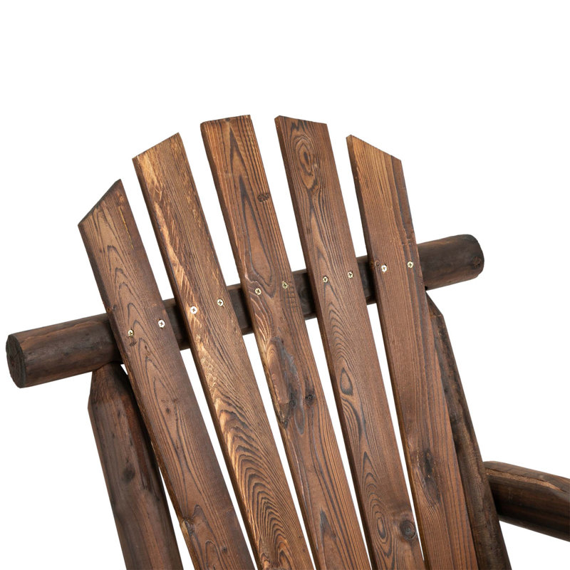 Outsunny Outdoor Wooden Rocking Chair, Single-Person Adirondack With Rustic High Back, Slatted Seat For Indoor And Patio Use