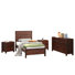 Ensemble de 4 articles pour chambre à coucher, un lit simple, une commode double et deux tables de chevet Hibir