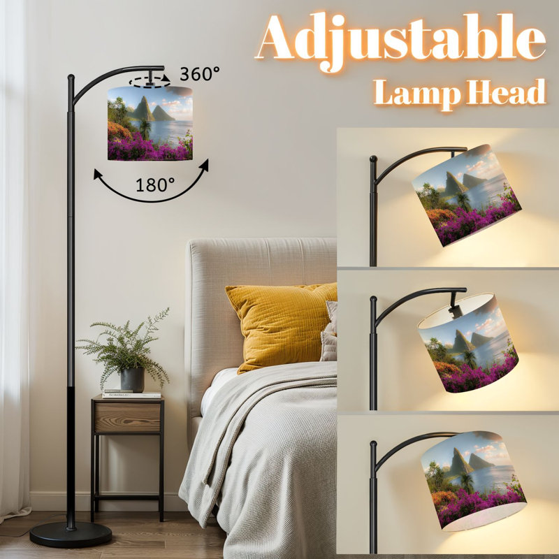 Lampe sur pied à arc avec abat-jour réglable St Lucias Twin Pitons Lampe sur pied Sunrise