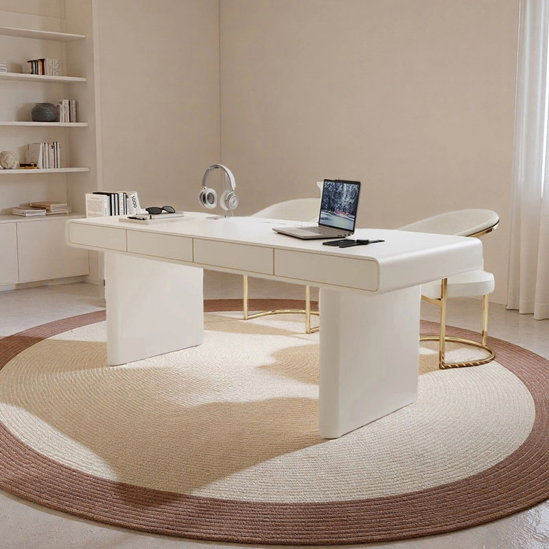 Bureau de couleur crème, H 29,53 po x l 70,87 po x P 31,5 po