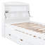 Lit plateforme simple en bois avec lit gigogne et tête de lit à DEL avec tiroirs, blanc