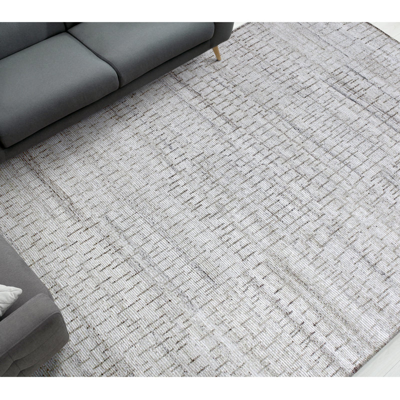 Tapis ivoire et beige noué à la main de haute qualité, Rectangle 6 pi x 9 pi