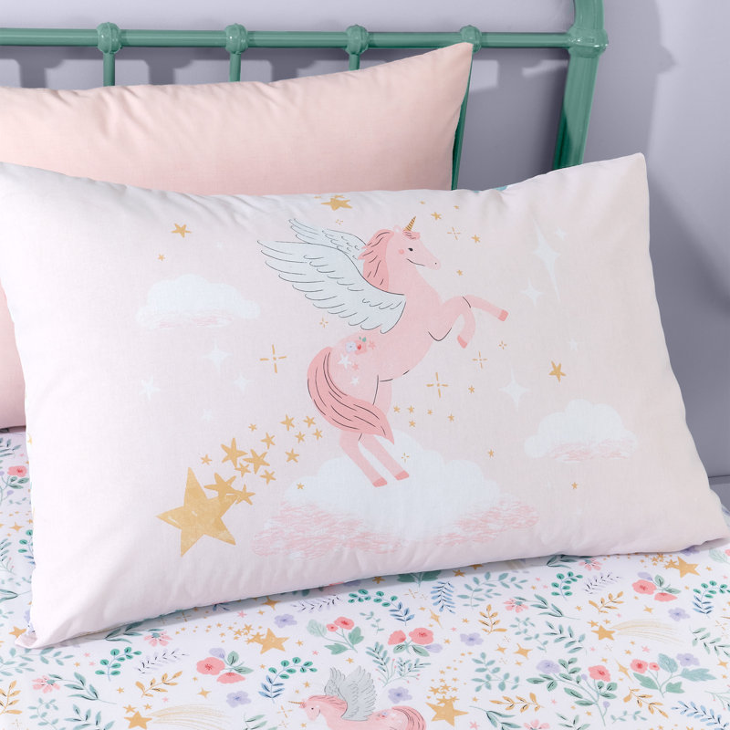 Fairytale Unicorn Duvet Cover Set Pink, Single