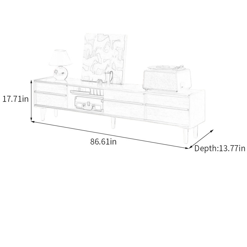 Meuble télé avec rangement et lumière, H 17,71 po x L 86,61 po x l 13,77 po