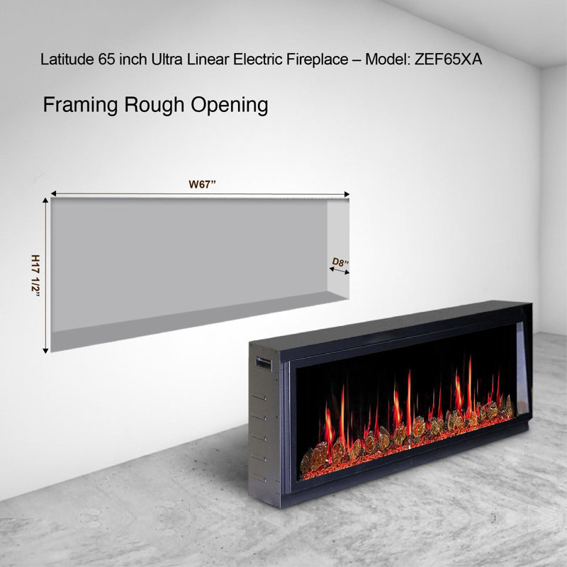 Foyer mural linéaire ultra-mince 65 po (ZEF65XA) Liedeer Latitude, H 8 po x l 65 po x P 8 po